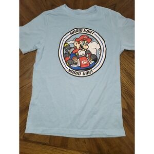 Nintendo Mario Kart Graphic T-Shirt Light Blue Kids Large 10/12 Short Sleeve Tee